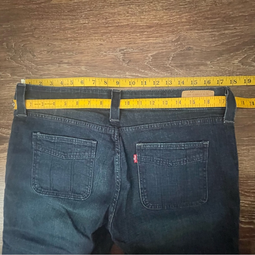 Levi's Red Tab Dark Blue Denim Wide Leg Cropped Capri Jeans Women’s Size 14 - Picture 11 of 12